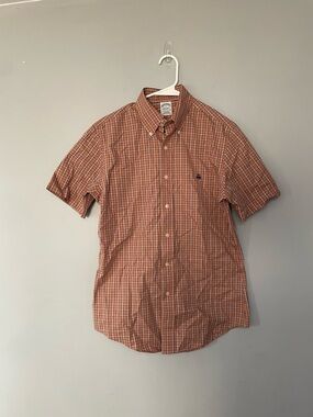 Brooks Brothers - Short-Sleeve Orange Plaid Button-Down Shirt